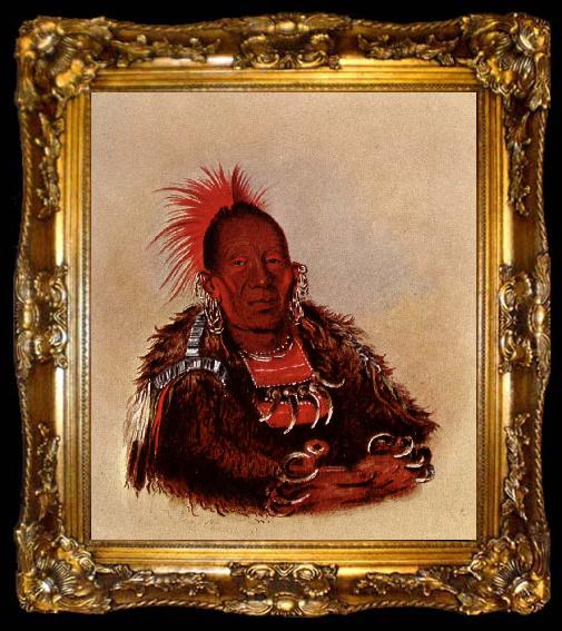 framed  George Catlin Wah-ro-Nee-Sah,Oto Chief, ta009-2